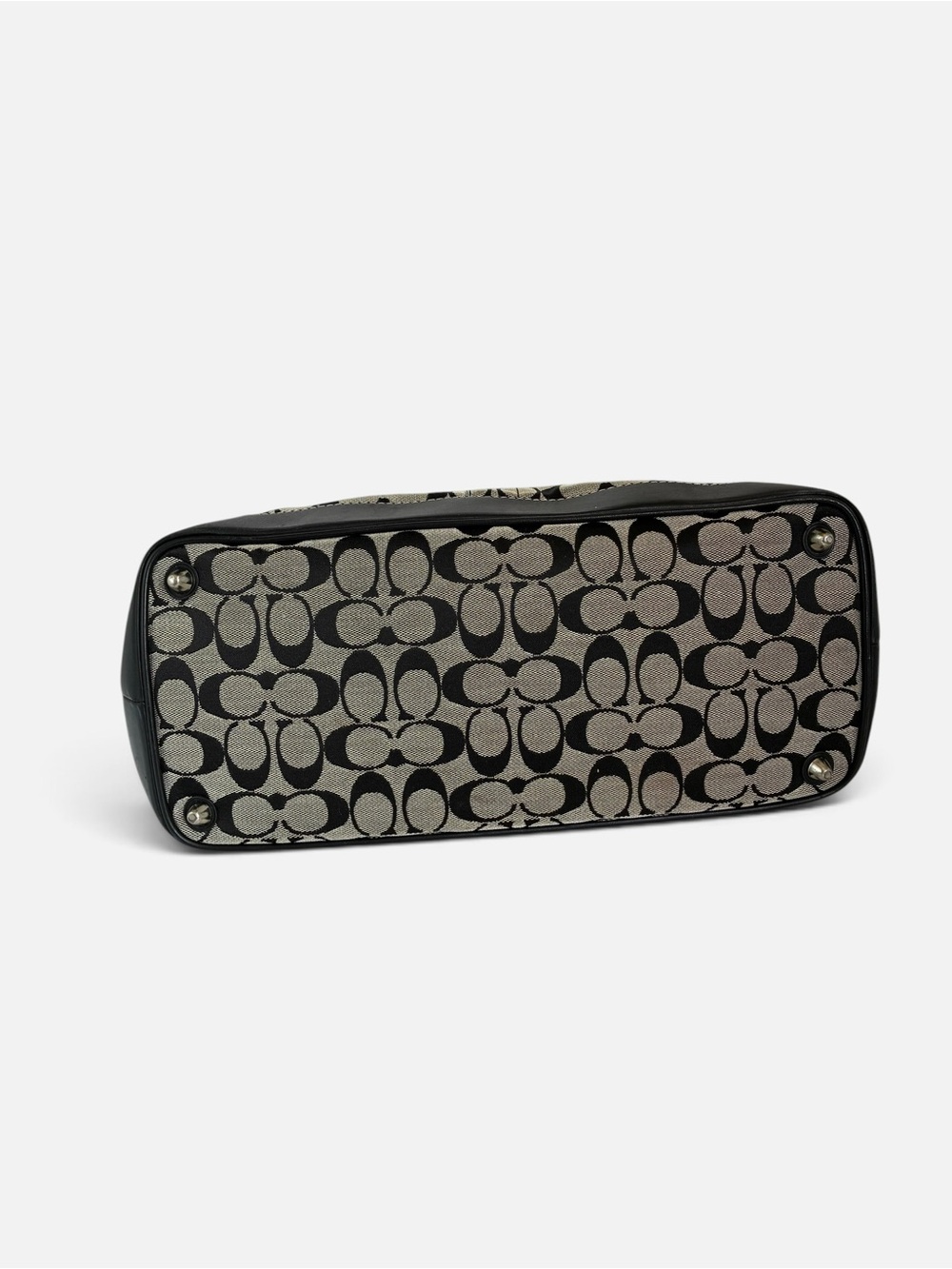 Coach Signature Canvas Tote Bag in Black and Beige - Picture 5 of 9